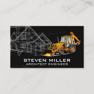 Blueprints Schematics   Architect   Bulldozer Business Card