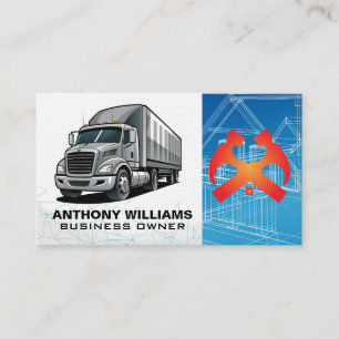 Blueprints Semi Truck Hammer Business Card
