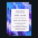 BluePurpl Watercolor Custom QRCode Bar/Bat Mitzvah Invitation<br><div class="desc">Perfect card to announce a bat mitzvah, bar mitzvah or other Jewish celebration! Hand made abstract watercolor art for you on the front and back side! FULLY CUSTOMIZABLE! Click on “Personalise” above to edit the text and add your link to the QR code. Click "edit using design tool" to adjust...</div>
