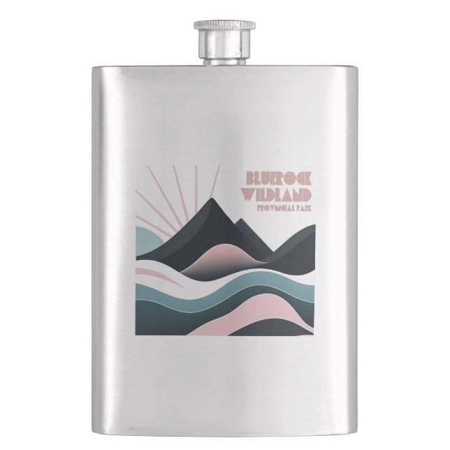 Bluerock Wildland Provincial Park Coloured Hills Hip Flask (Front)
