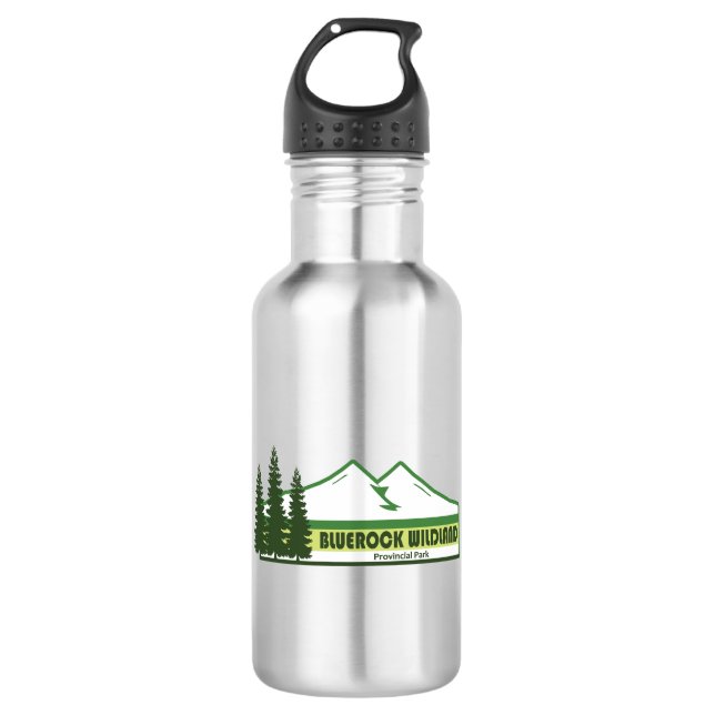Bluerock Wildland Provincial Park Green Stripes 532 Ml Water Bottle (Front)