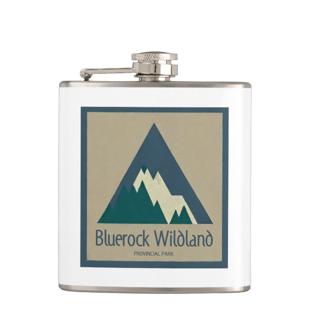 Bluerock Wildland Provincial Park Rustic Hip Flask (Front)