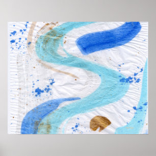 Blues 030 Abstract Watercolour Texture Canvas Poster
