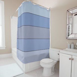 Blues And Grays Color Stripes On Watercolor Paper Shower Curtain