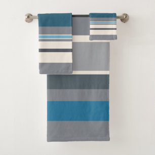 Blues and Greys Stripes   Bath Towel Set