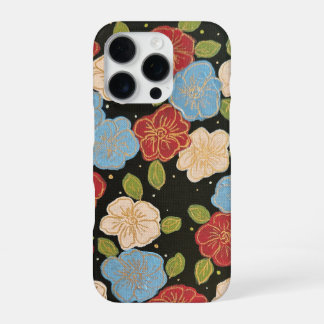 Blues and pinks and gold floral iPhone 16 Pro Case