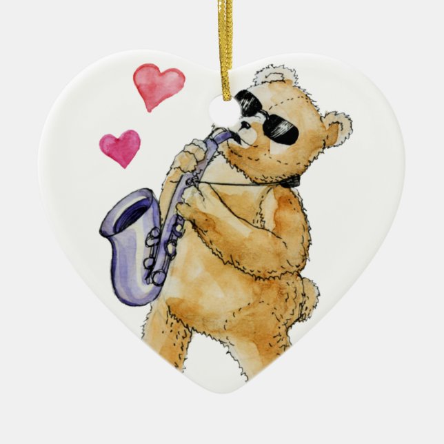 Blues bear ceramic tree decoration (Front)