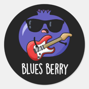 Blues Berry Funny Fruit Pun Dark BG Classic Round Sticker