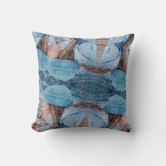 Blues Browns Digital Abstract Art Cushion