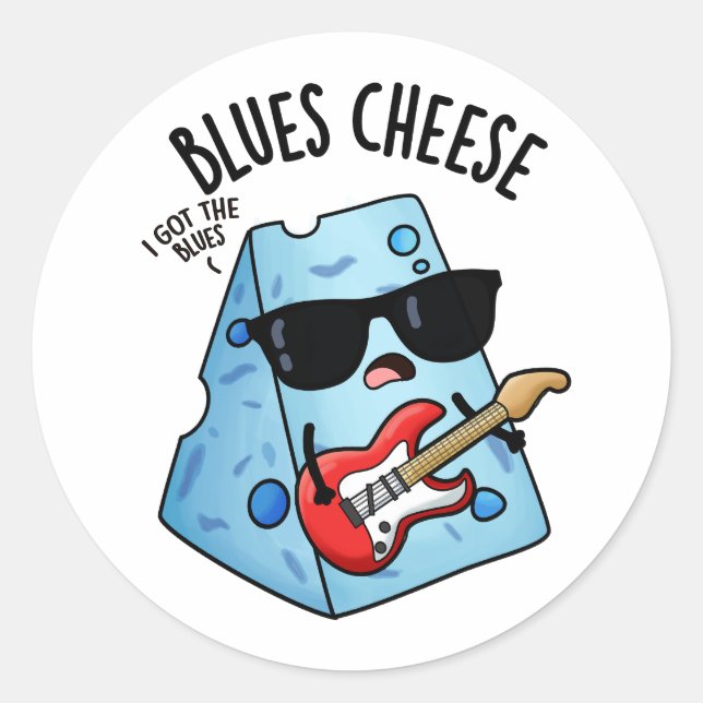 Blues Cheese Funny Food Pun  Classic Round Sticker (Front)