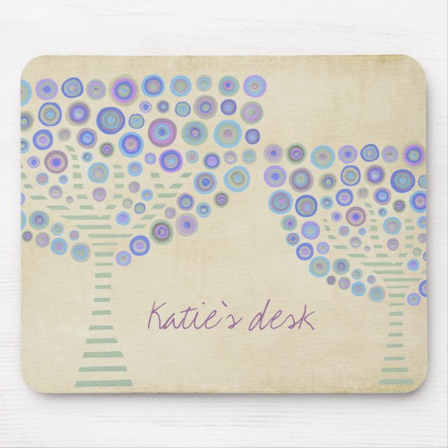 Blues Circle Trees Personal Desk Name Mousepad (Front)