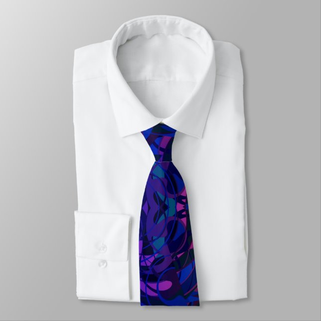 Blues Colourful Abstract Tie (Tied)