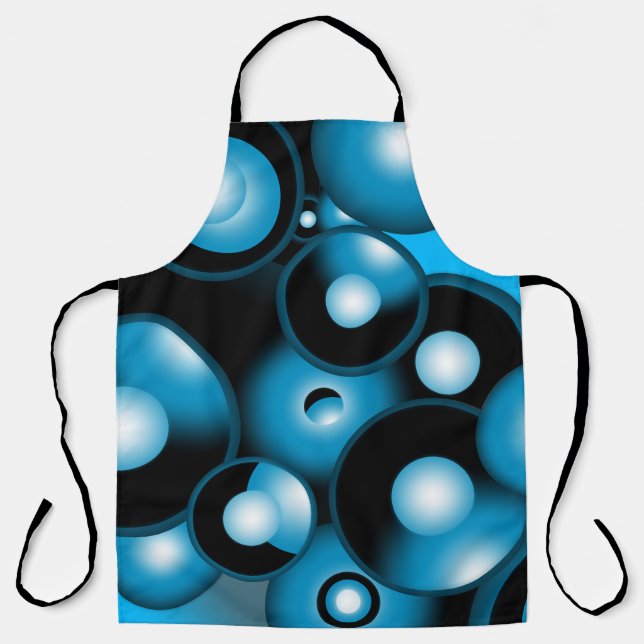 Blues Concentric Circle Orbital Abstract Art Apron (Front)