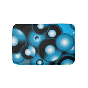 Blues Concentric Circle Orbital Abstract Art Bath Mat