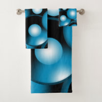 Blues Concentric Circle Orbital Abstract Art