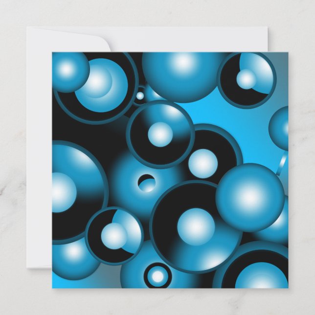 Blues Concentric Circle Orbital Abstract Art Card (Front)