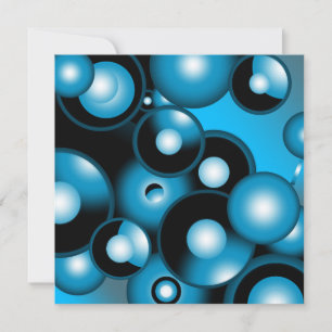 Blues Concentric Circle Orbital Abstract Art Card