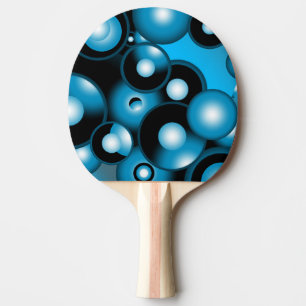 Blues Concentric Circle Orbital Abstract Art Ping Pong Paddle