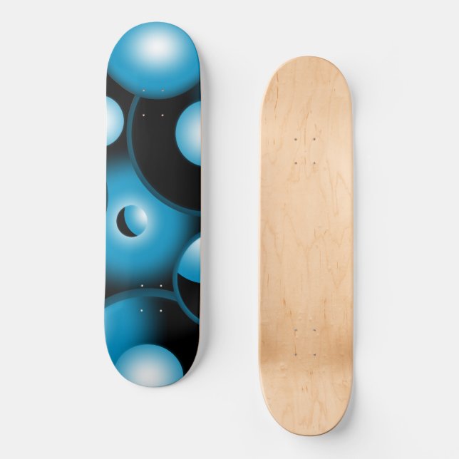 Blues Concentric Circle Orbital Abstract Art  Skateboard (Front)