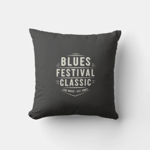 Blues Festival Classic Vintage One Colour Music Cushion