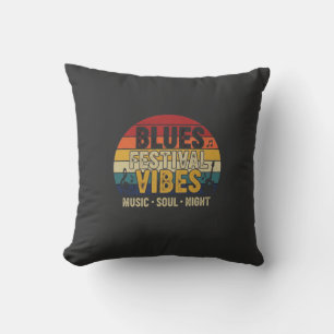 Blues Festival Vibes Vintage Sunset Music Cushion