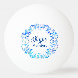 Blues Filigree Circle Tattoo Ping Pong Ball