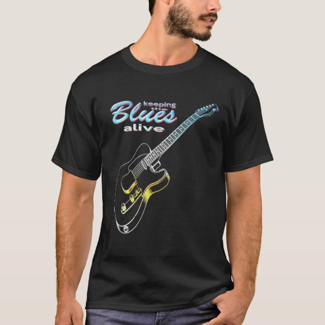 Blues Guitar Keeping The Blues Alive T-Shirt (Front)