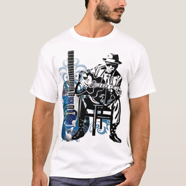 blues guitar music tee shirt light (Front)