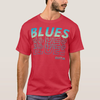 Blues Guitar Repeated Text T-Shirt