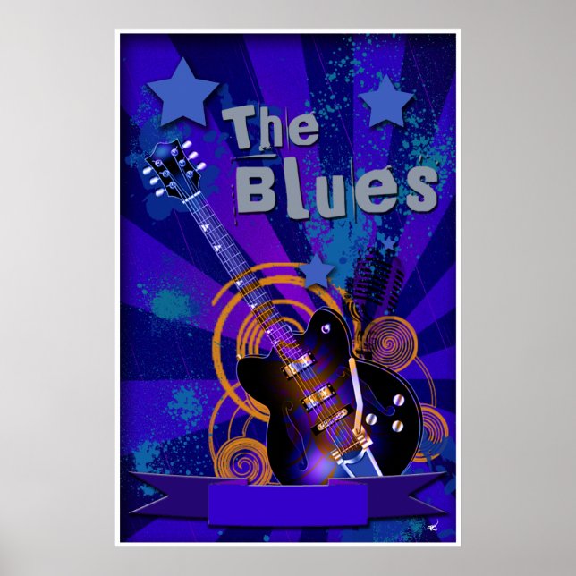Blues Guitar Starburt Poster (Front)