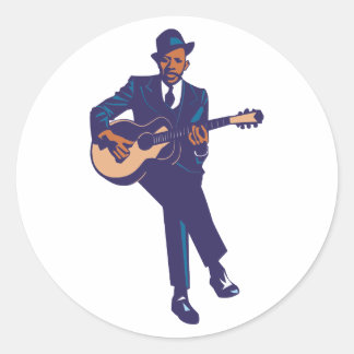 blues guitarist classic round sticker