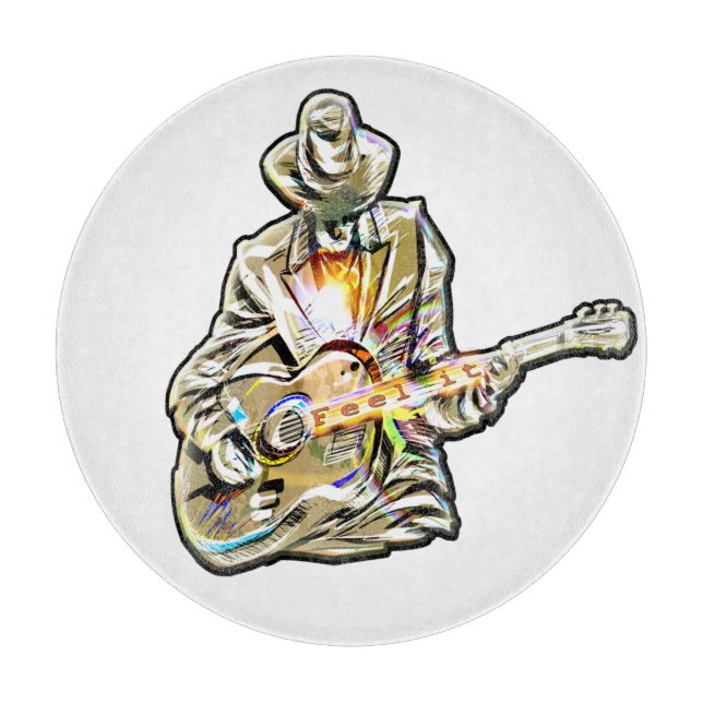 Blues Guitarist – Feel the Music Art Cutting Board (Front)