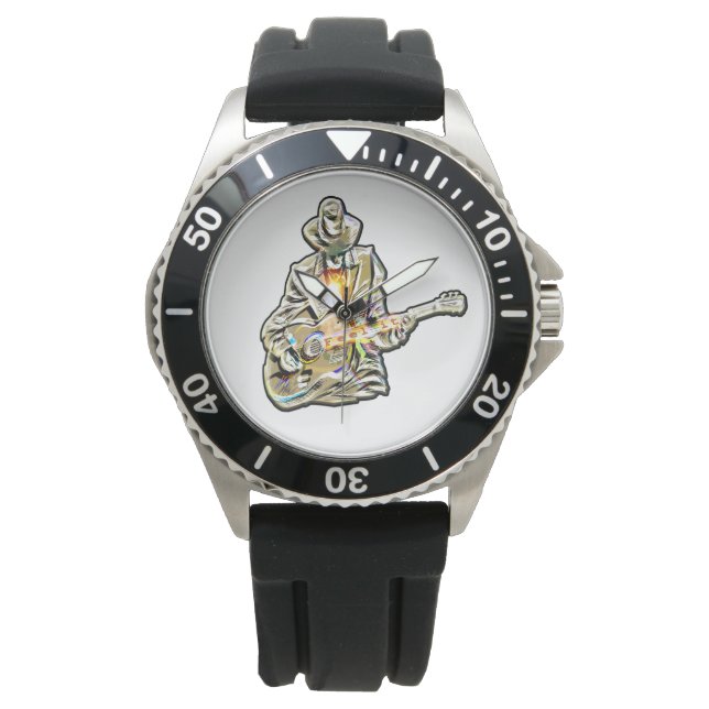 Blues Guitarist – Feel the Music Art Watch (Front)