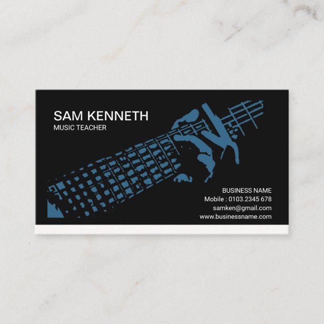 Blues Guitarist Music Teacher Motif Business Card (Front)