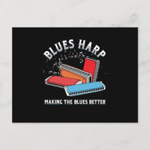 Blues Harp Harmonica Instrument Acoustic Band Gift Postcard