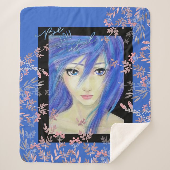 Blues Have It Original Anime Character Sherpa Blanket (Front)
