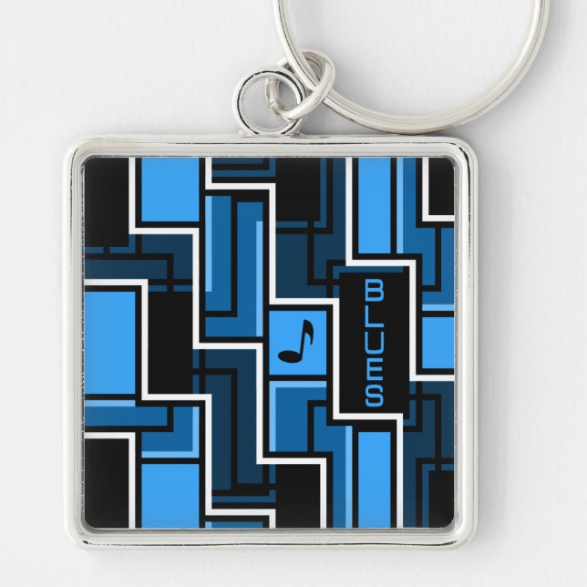 Blues key chain, premium large key ring (Front)