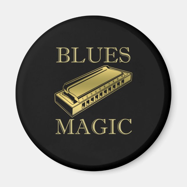 Blues Magic Instrument Harmonica Music Sound Gift Magnet (Front)