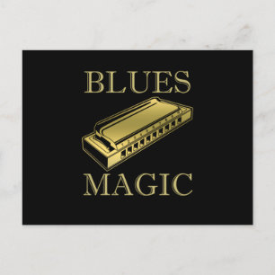 Blues Magic Instrument Harmonica Music Sound Gift Postcard