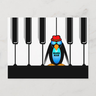 blues man piano postcard