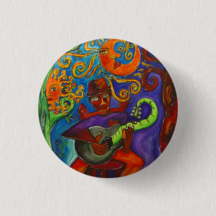 Blues Man Round Button