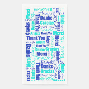 Blues Multilingual Thanks Typography Collage Napkin