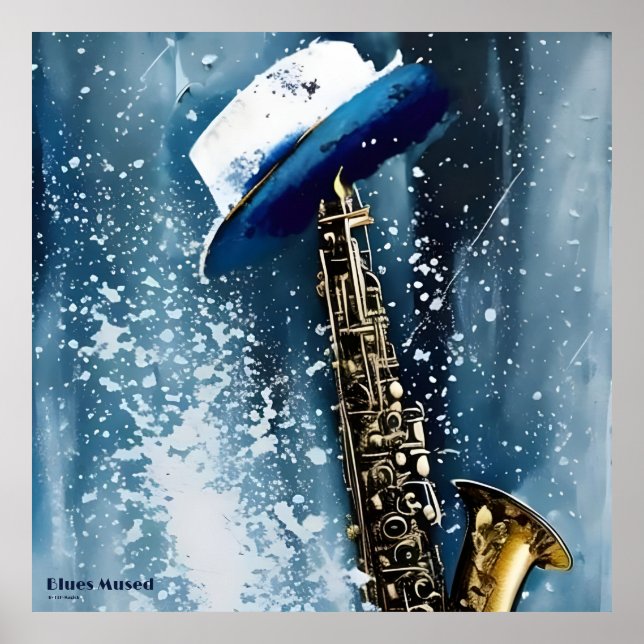 Blues Mused AI Fantasy Digital Art Print Jazz  (Front)