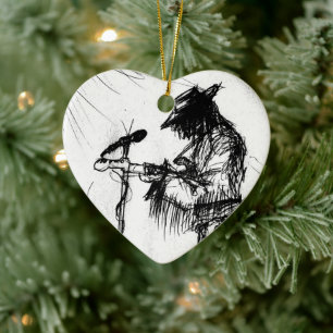 Blues Music Guitar Player and Band on Stage Ceramic Tree Decoration
