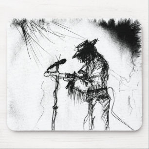 Blues Music Guitar Player and Band on Stage Mouse Mat
