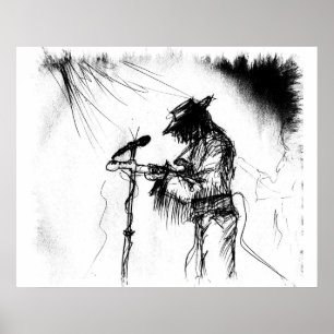 Blues Music Guitar Player and Band on Stage Poster