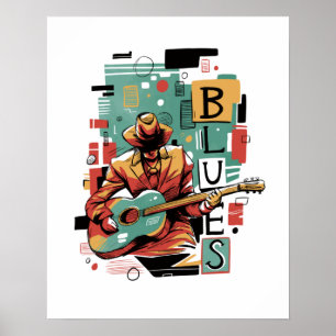 Blues musician abstract poster