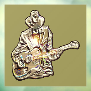 Blues Musician - Feel the music Window Cling