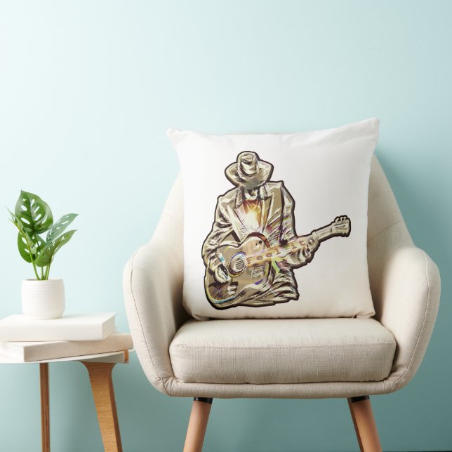 Blues Musician with hat - Feel the music      Cushion (Chair)