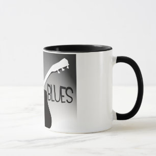 Blues player's silhouette with a spotlight mug